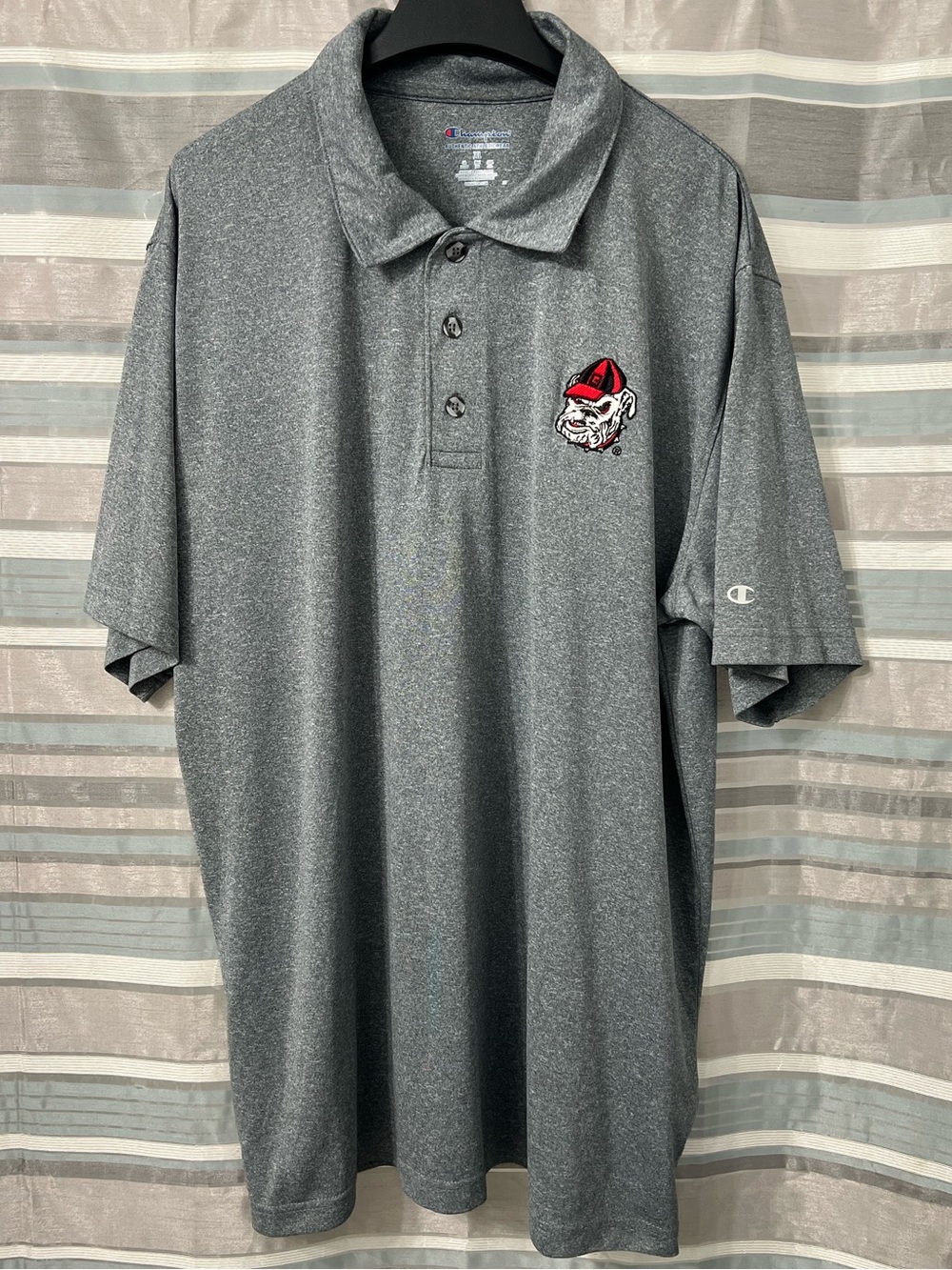 Champion Georgia Bulldogs Men’s Gray Heather Performance Polo- Embroidered Logo